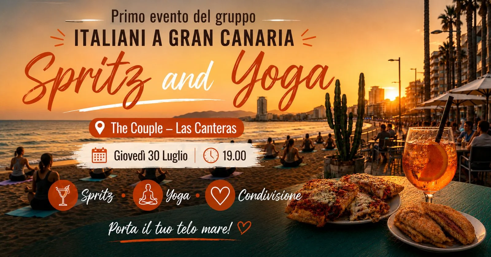 Spritz & Yoga - Primo evento del gruppo Italiani a Gran Canaria